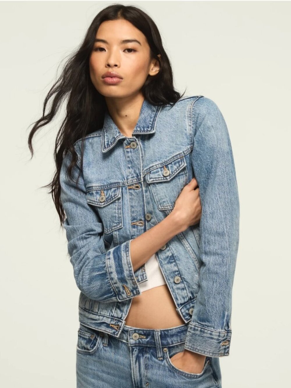 Lucky Brand Women's Denim Shrunken Trucker Jacket Blue Size XS